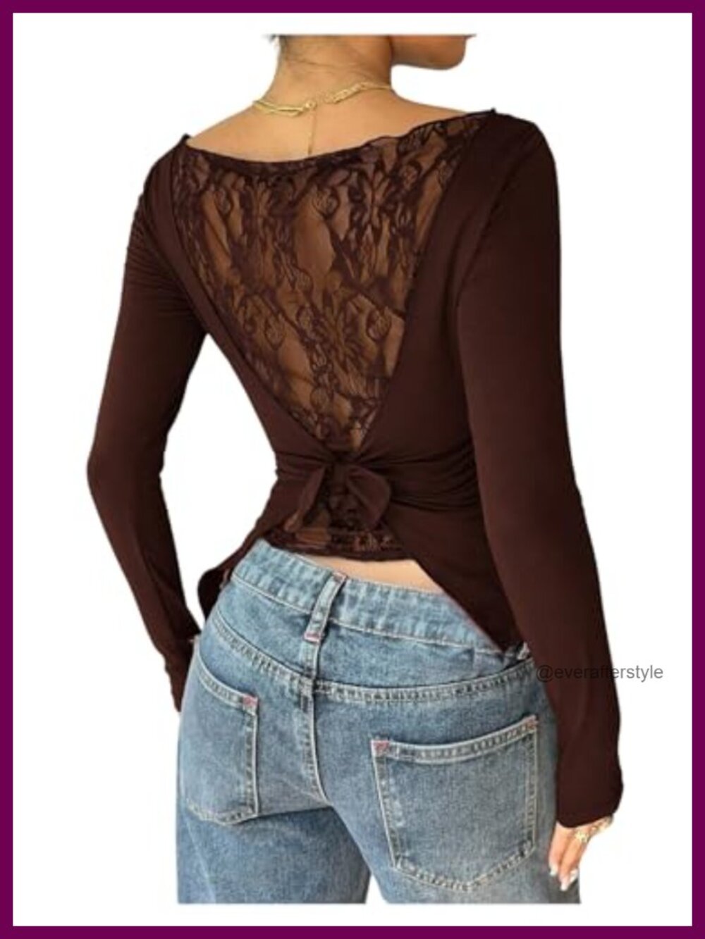 Verdusa Women's Lace Long Sleeve Top Sheer Asymmetrical Fitted Going Out